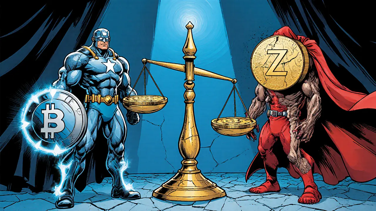 Comparison of strong USDT/USDC heroes beside a fragile Zether USD figure.