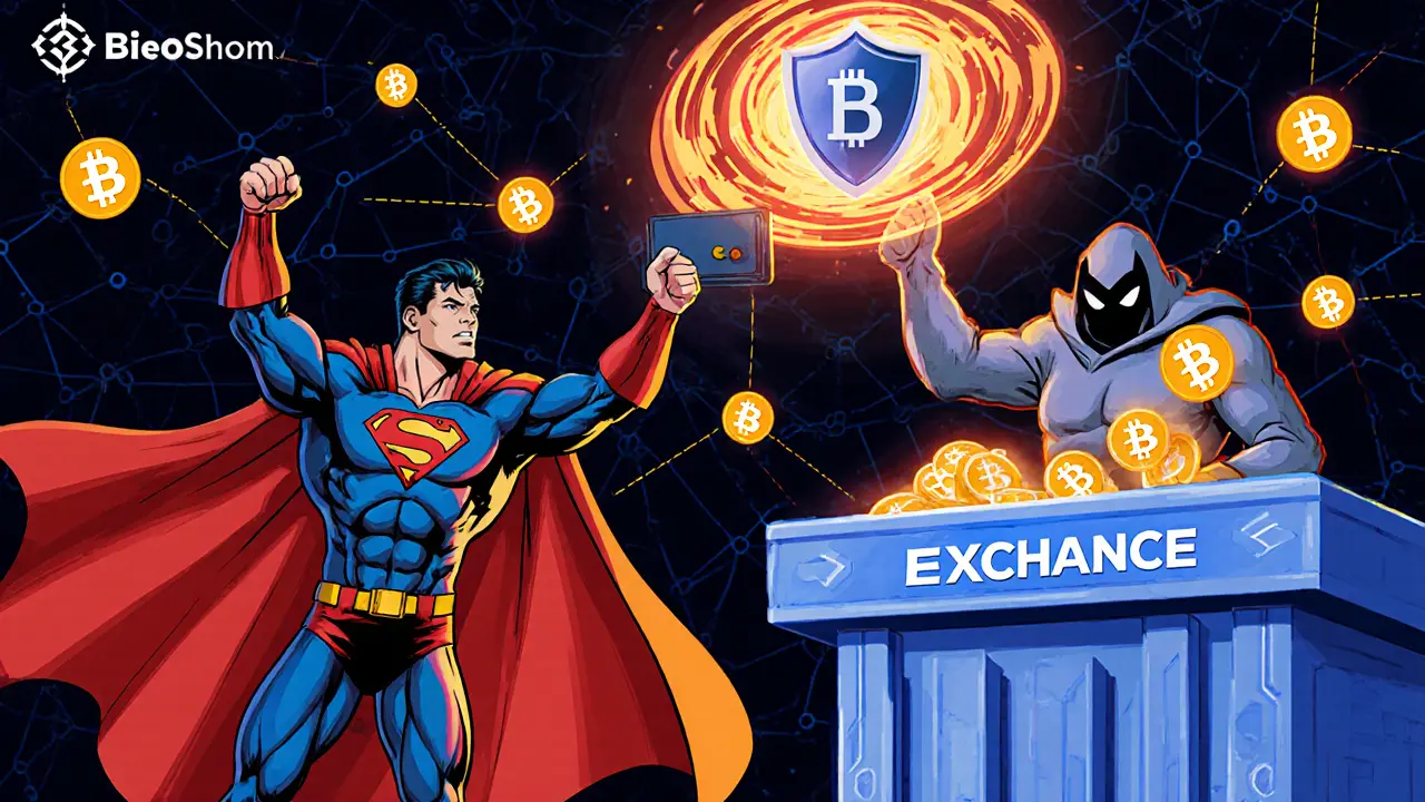 Hero withdraws BINO tokens and swaps them on a DEX, fending off a scam figure.