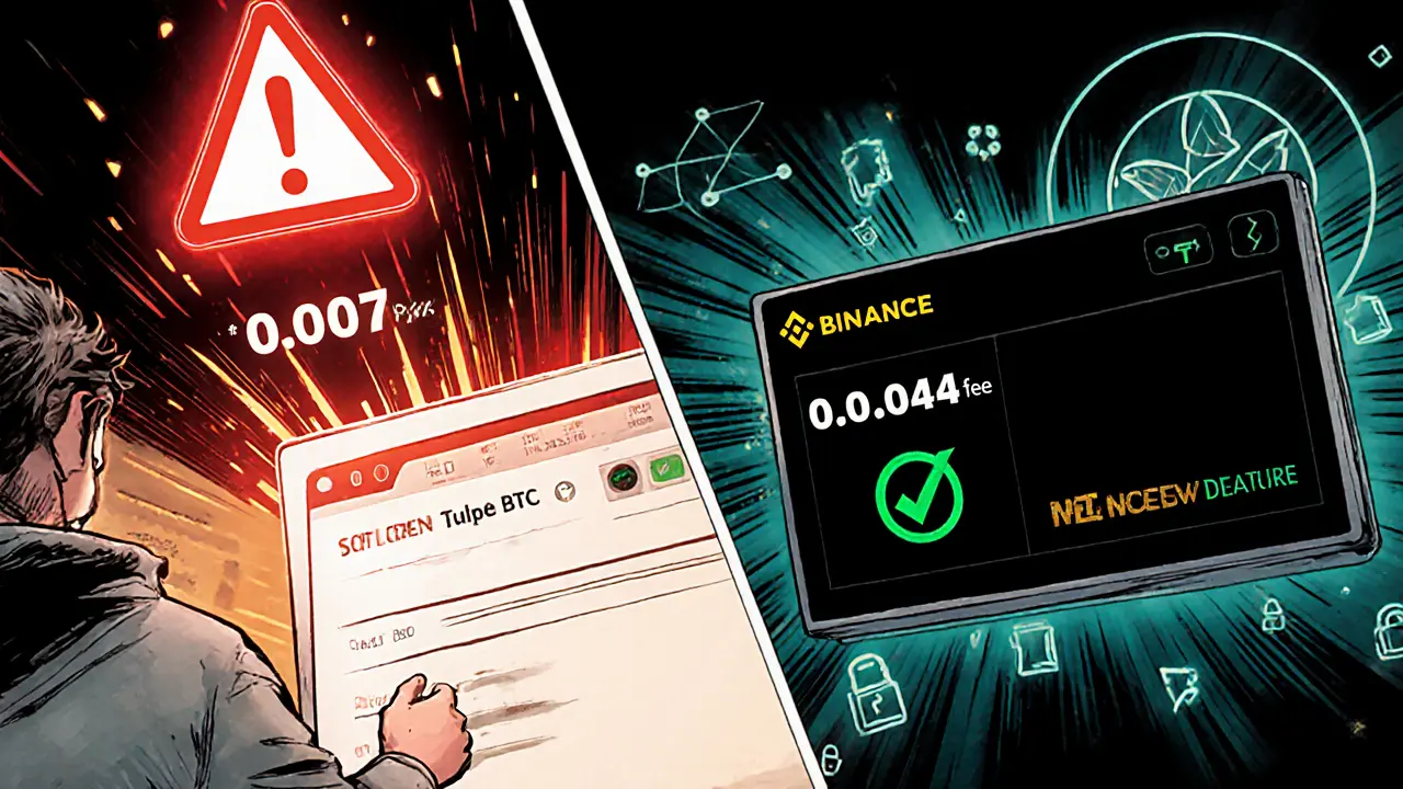 Split scene comparing high Paritex withdrawal fees to lower fees on Binance Turkey.