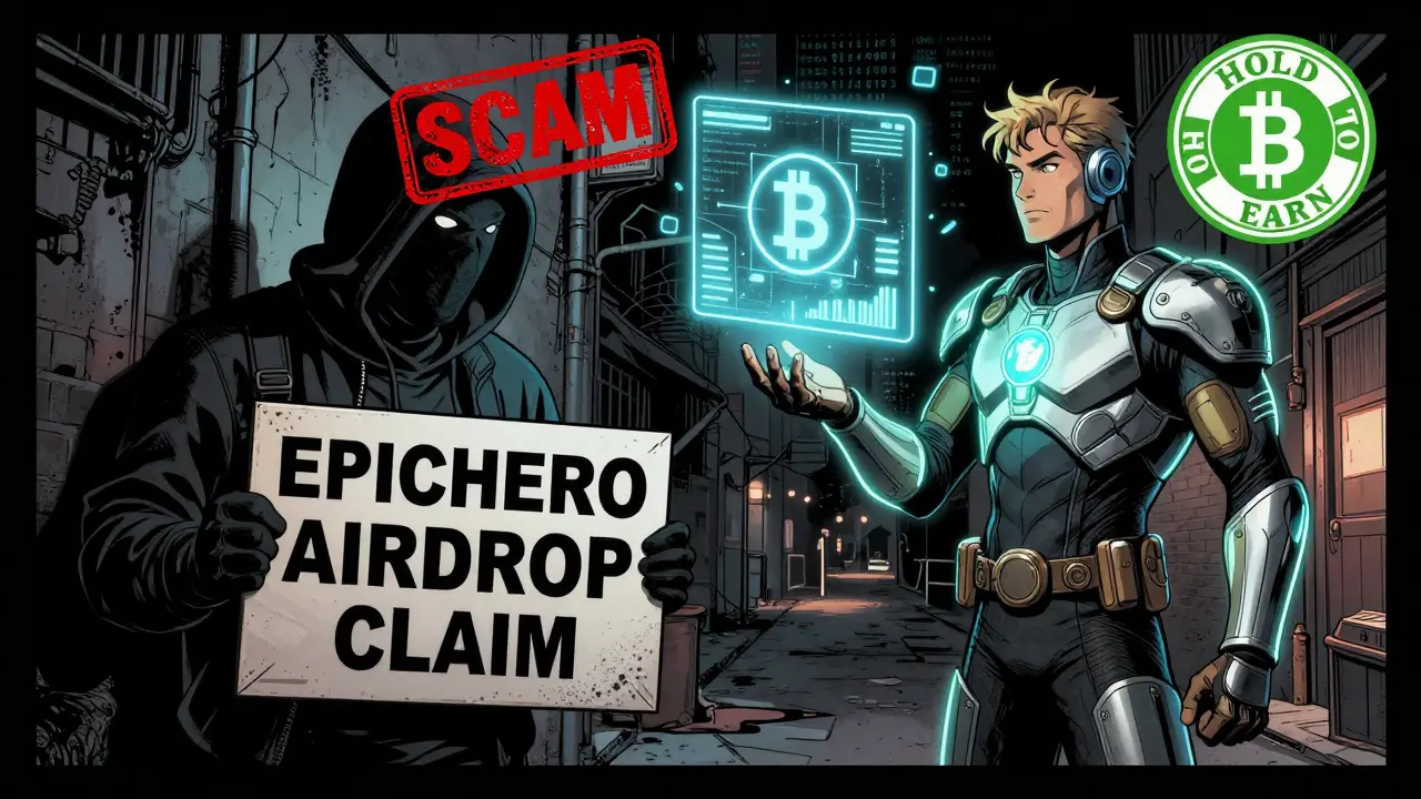 A scammer offers a fake airdrop while a real holder receives passive BNB rewards.