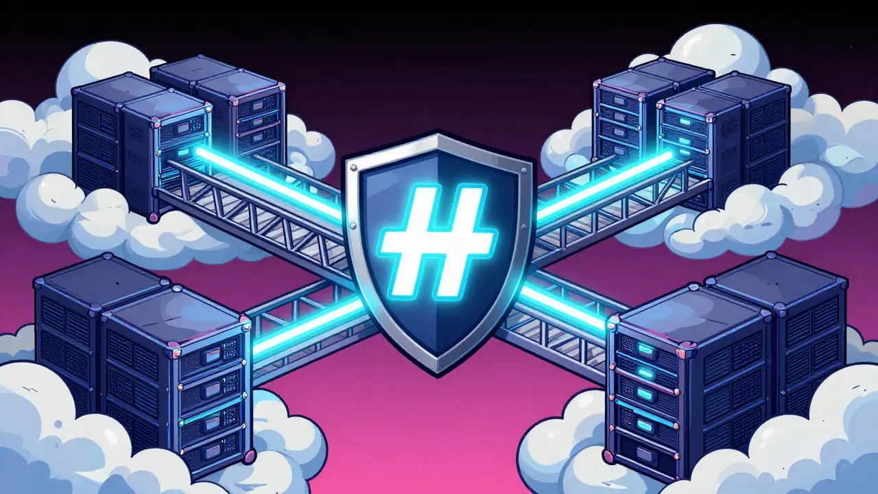 Hybrid storage bridge linking on-chain hash to off-chain data