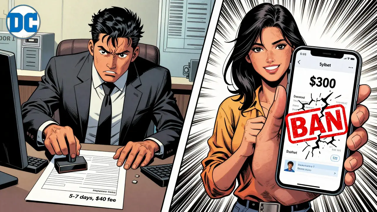 A woman receives crypto remittance from abroad while a bank rejects a slow, expensive wire transfer.