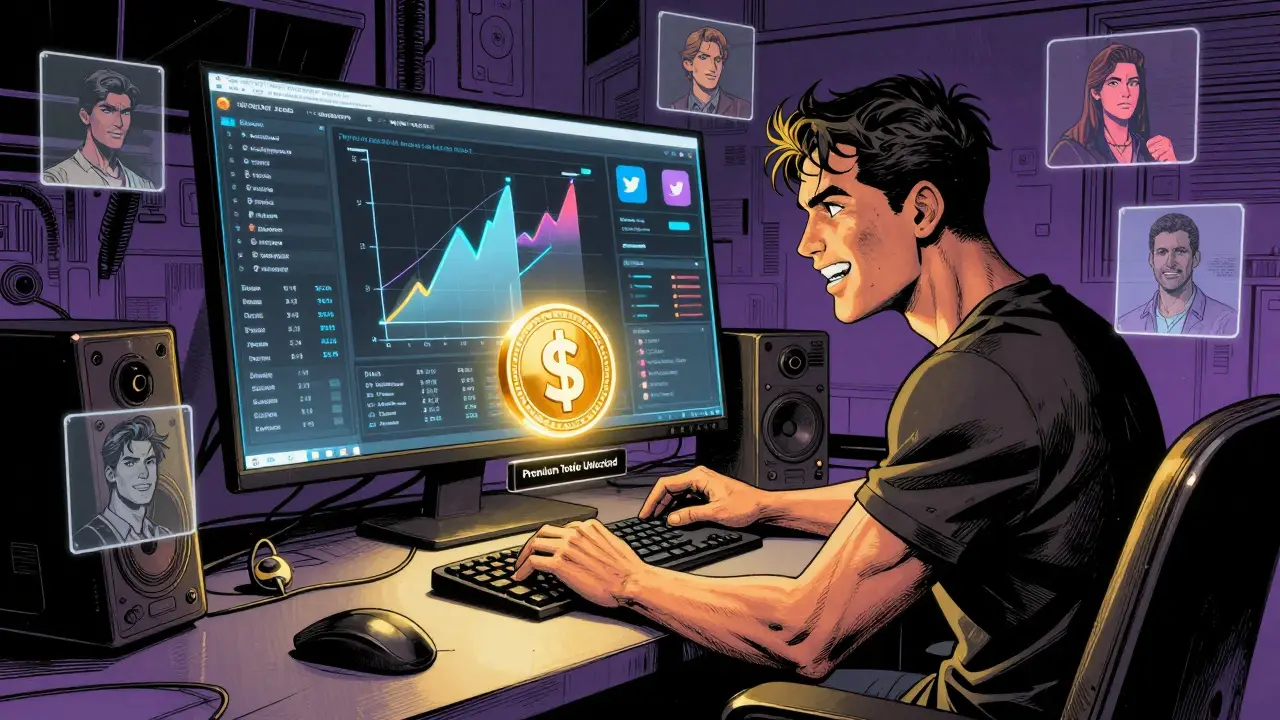 Creator using a $FORGE-powered dashboard to track NFT buyers across social platforms.