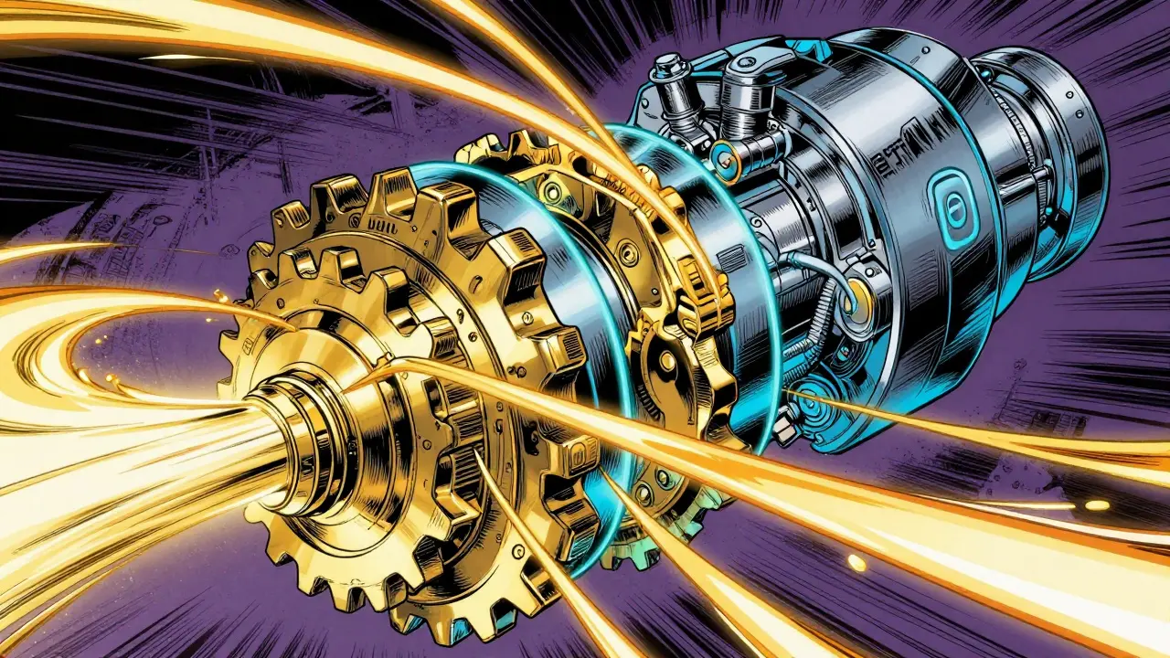 A complex glowing mechanical engine processing liquid gold streams of stablecoins.