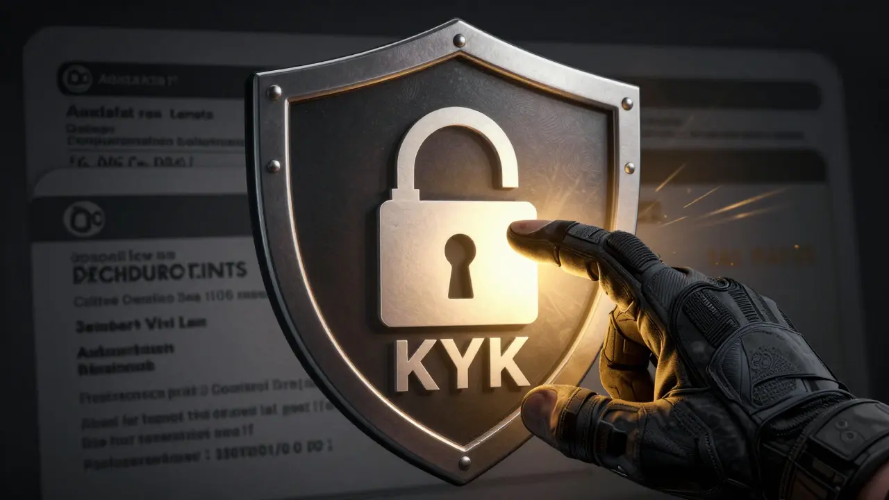 A security shield symbolizing KYC compliance and safe crypto trading