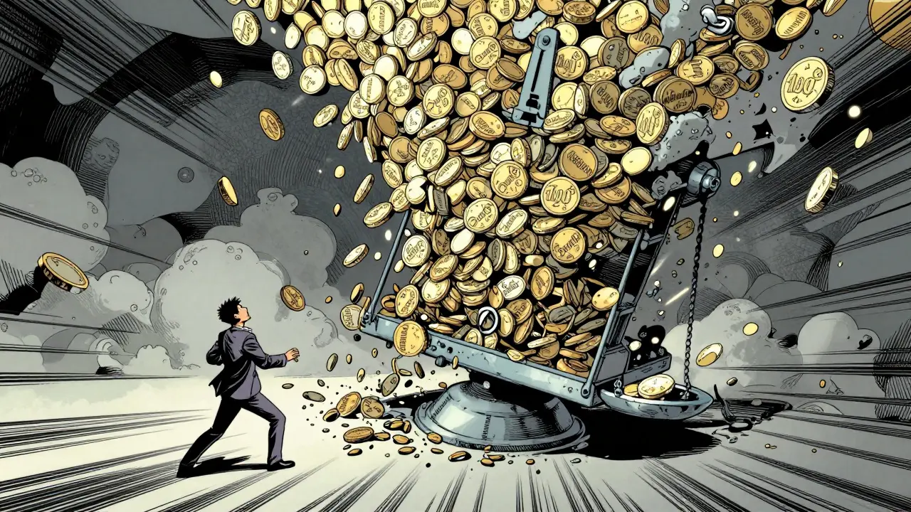 Avalanche of quadrillions of tokens crushing an investor
