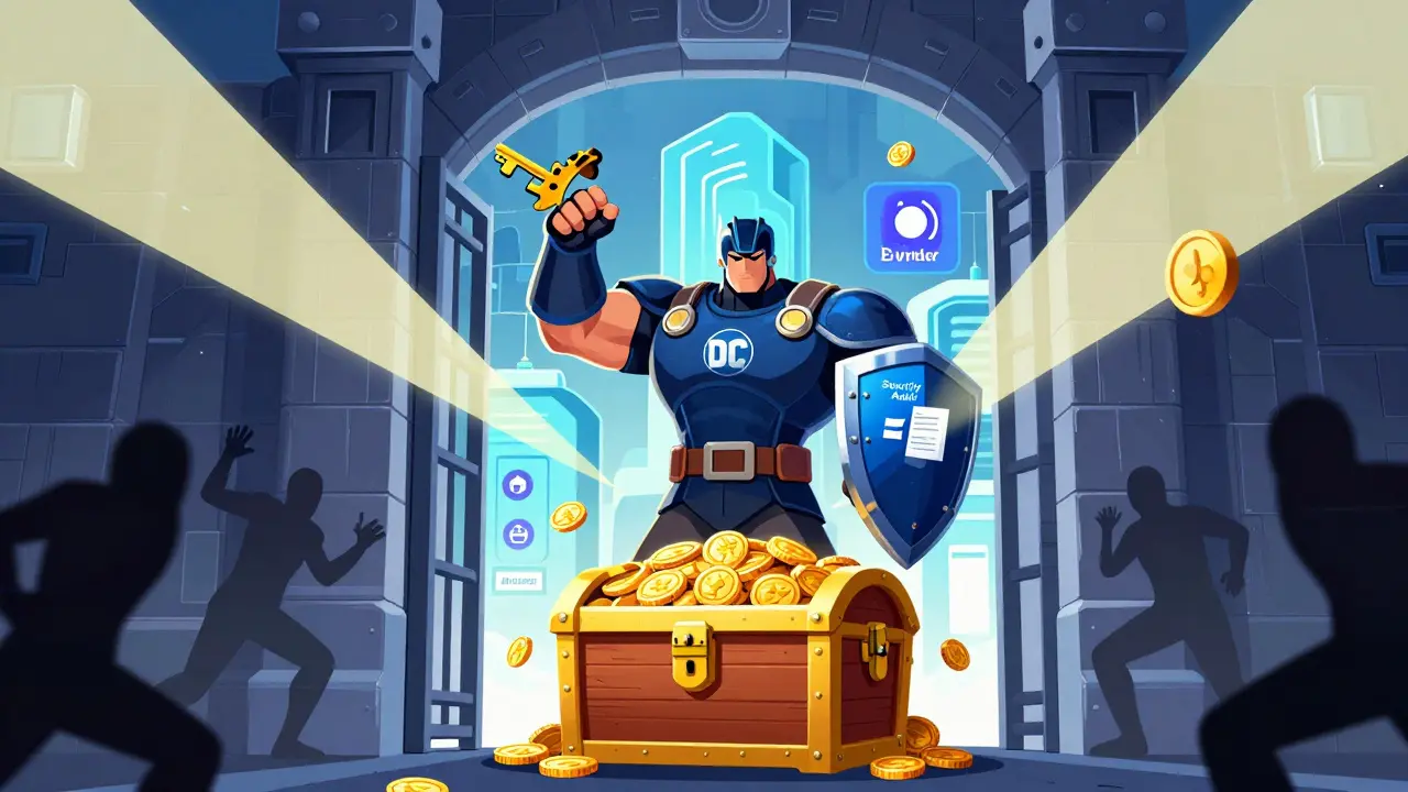 Armored guardian protecting crypto assets with security checklist