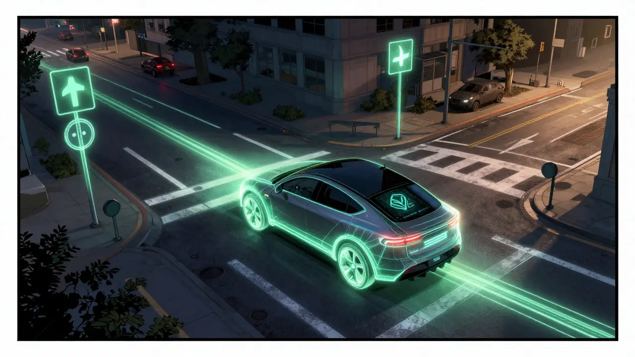 Autonomous car using AI overlays to navigate city streets