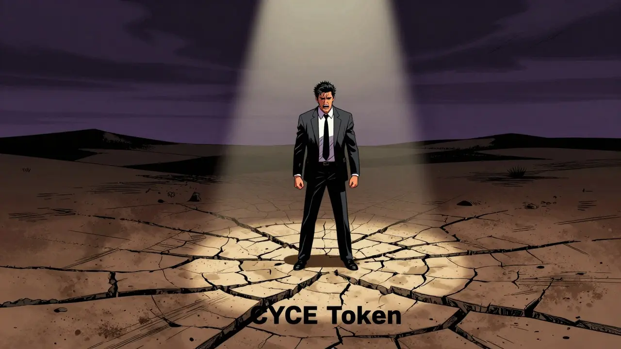 DC style image of an investor trapped in a dry liquidity desert