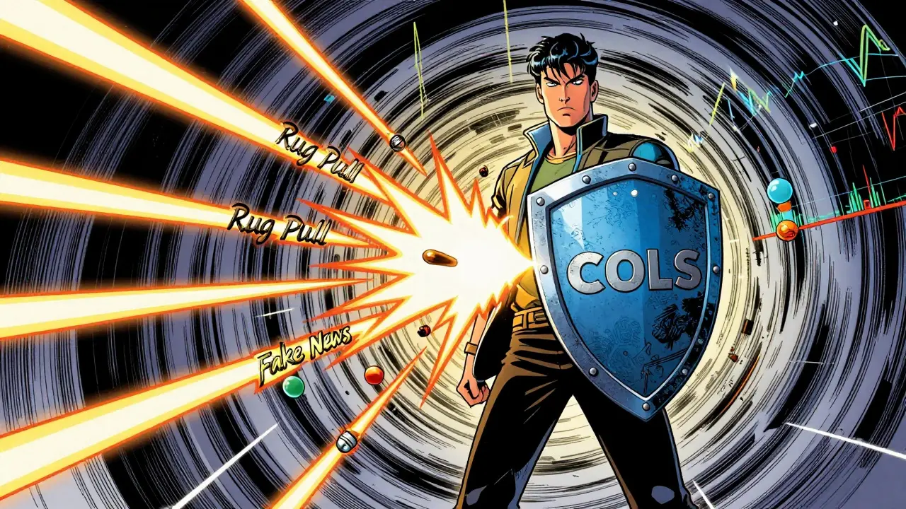 Investor using COLS token shield to block crypto scams