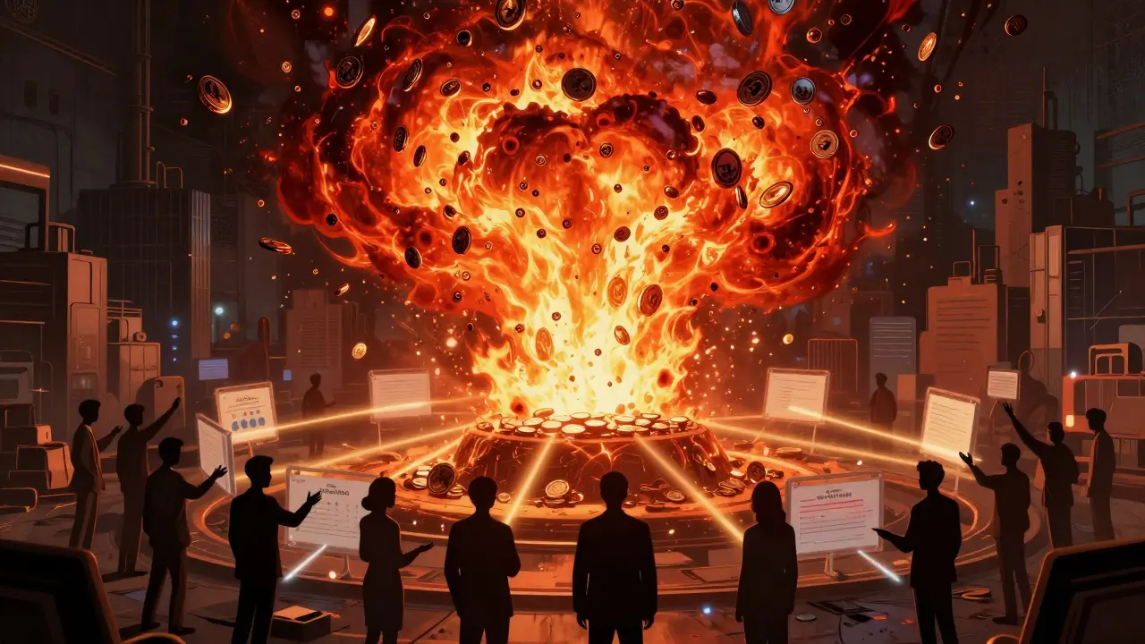 Token burn vortex transforming crypto speculation into enterprise value