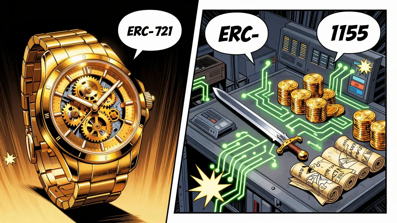 Comparison of a unique golden watch and a multi-item warehouse system.