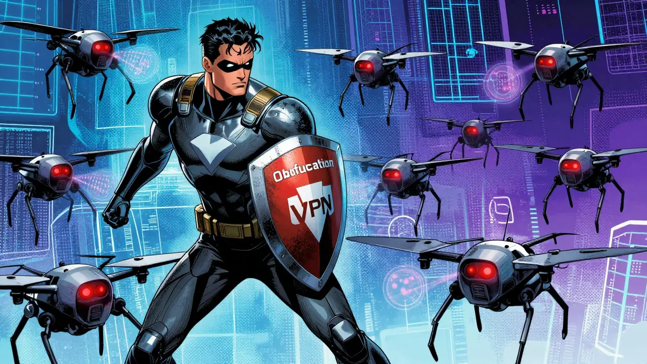 Superhero vs security drones in digital space, DC comic style