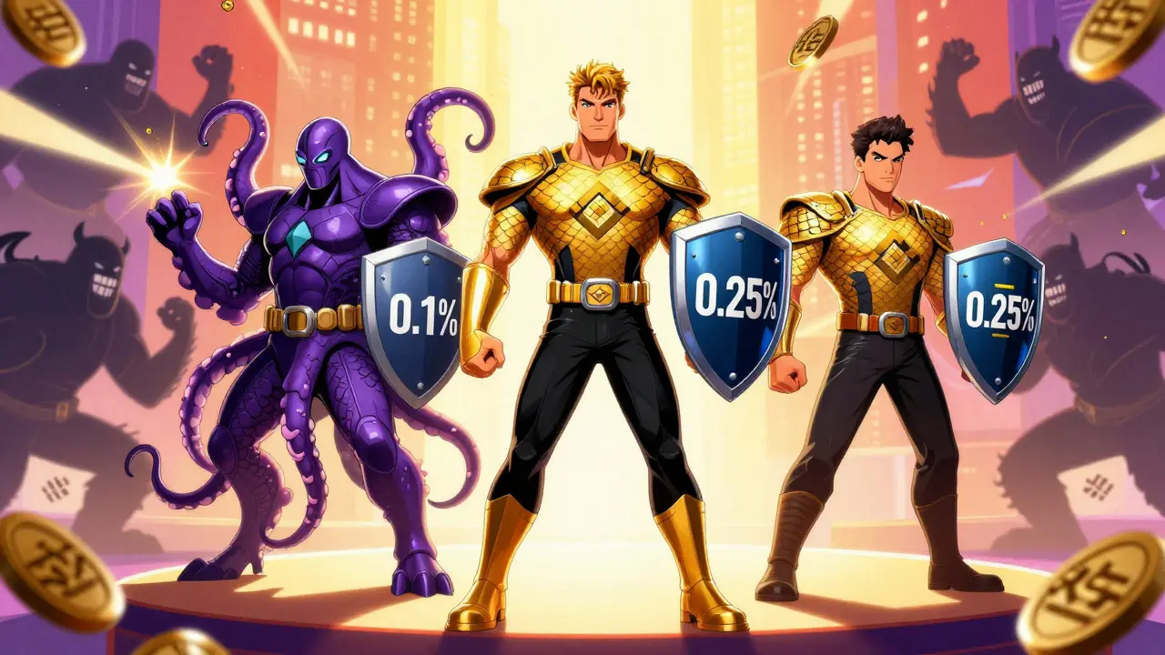 Three heroes defending against fee monsters in DC comic style