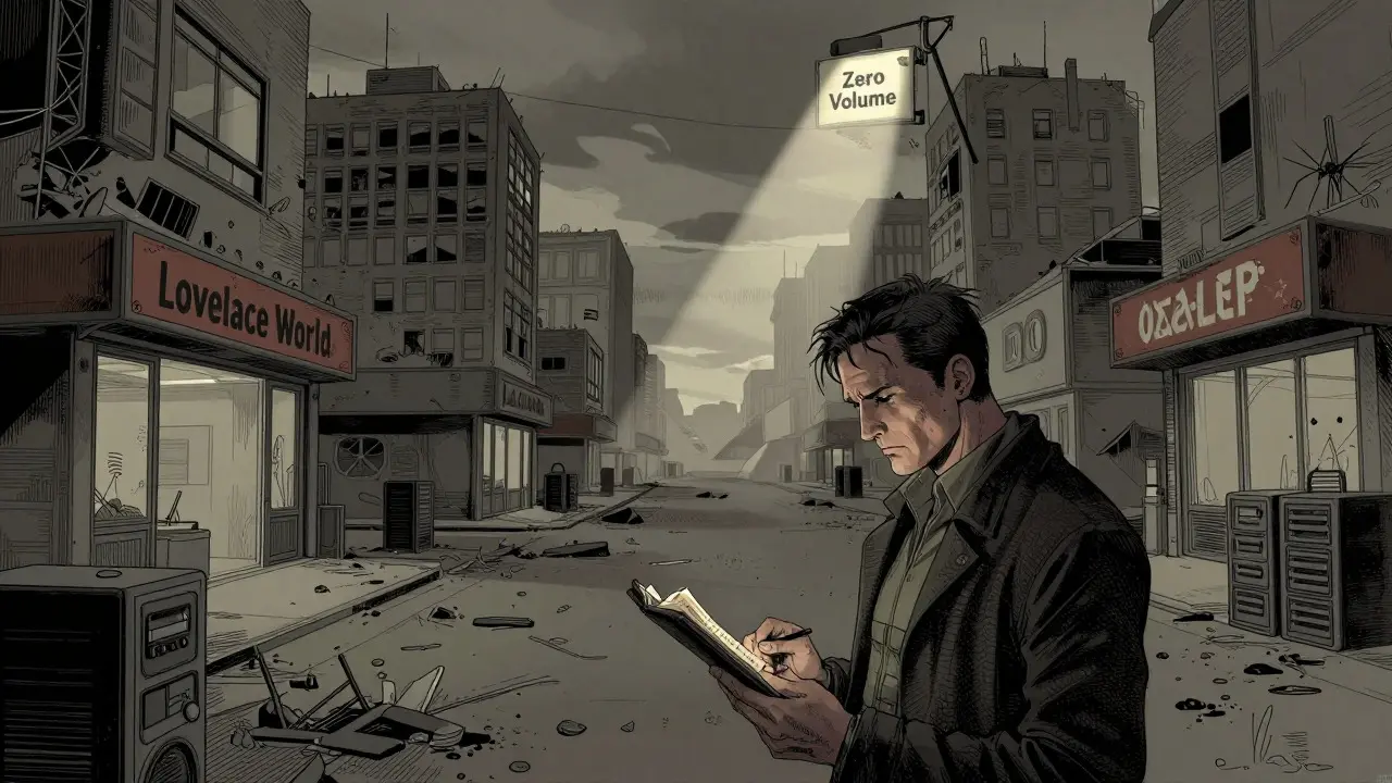 Abandoned digital cityscape representing inactive Lovelace World project