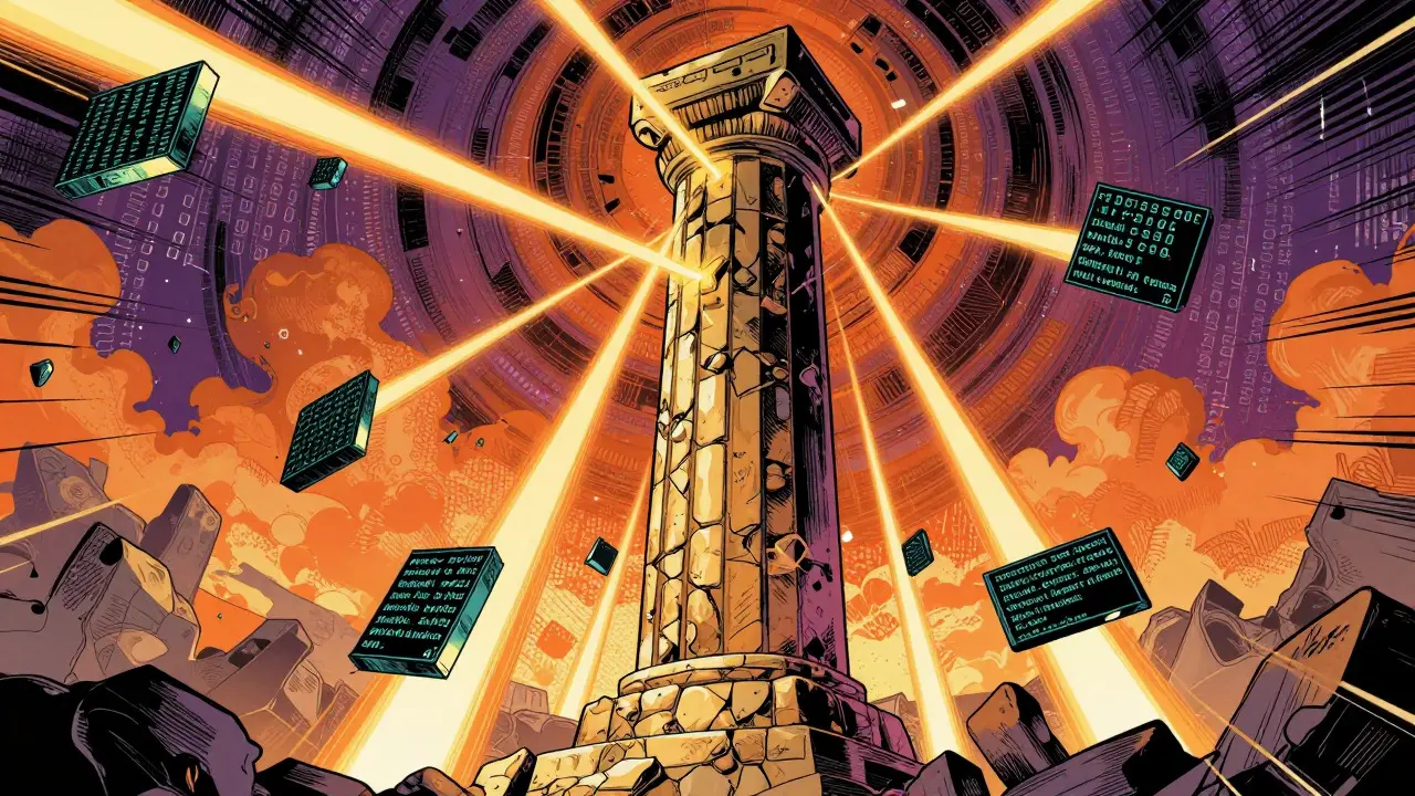 Golden monolith verifying data through digital beams