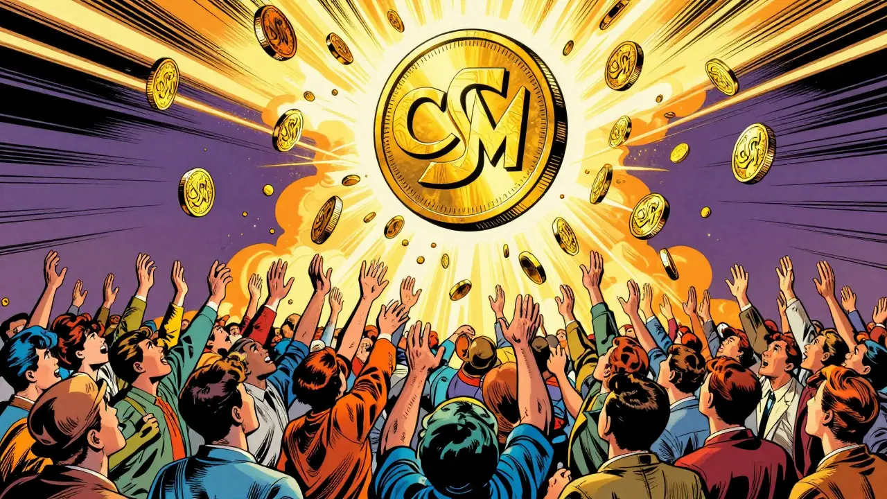 Heroic figures catching falling golden coins from a cloud of light in a DC comic panel