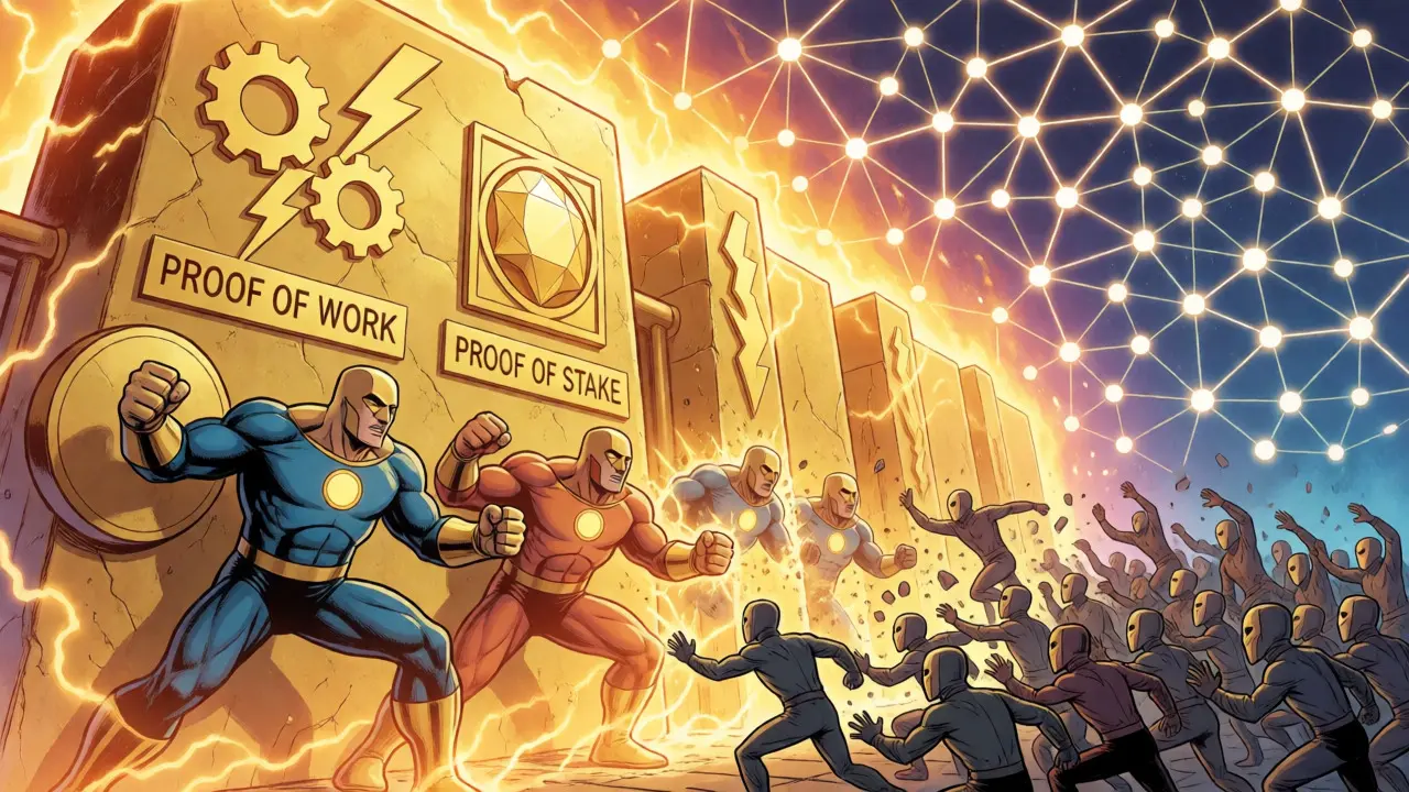 Golden fortress of economic security repelling a horde of masked attackers.