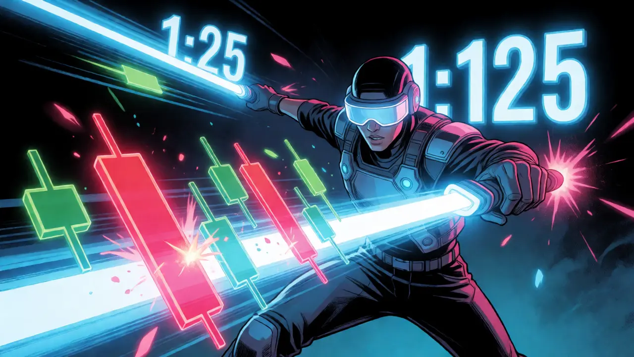 Trader fighting crypto charts with high leverage