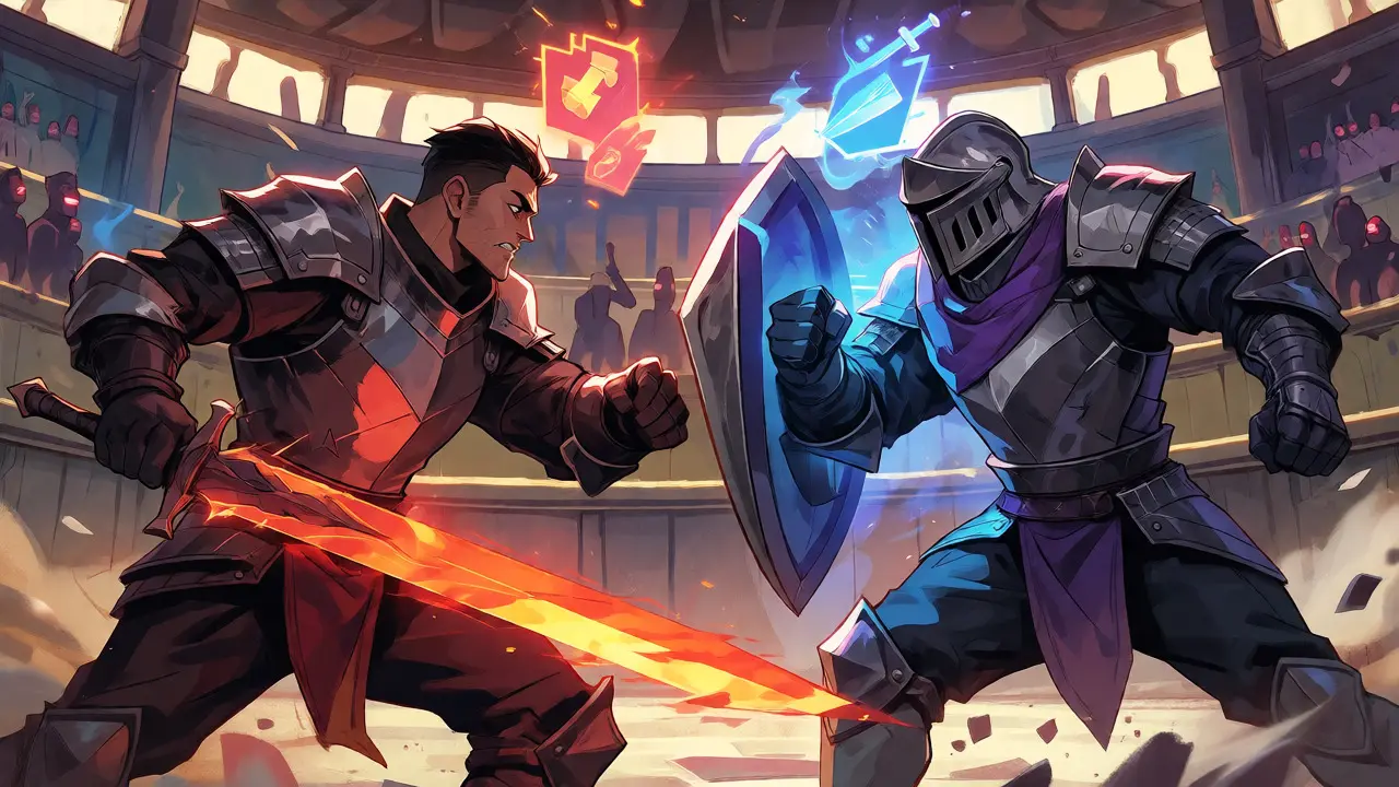 Two knights dueling in the Forest Knight Arena
